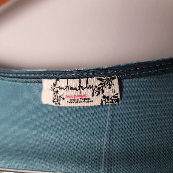 Intimately Free People Velvet Bodysuit XS Teal Crushed Puff Sleeve Romantic NWT - Picture 2 of 8